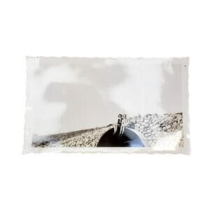 Vtg Girlfriends Posing on Large Drain Original Monochrome Photo Found Snapshot